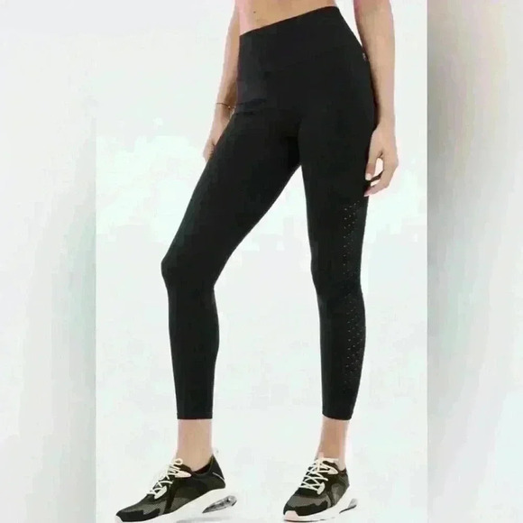 Fabletics Pants - Fabletics Womens High Waisted Perforated Leggings Black 24" Inseam Medium